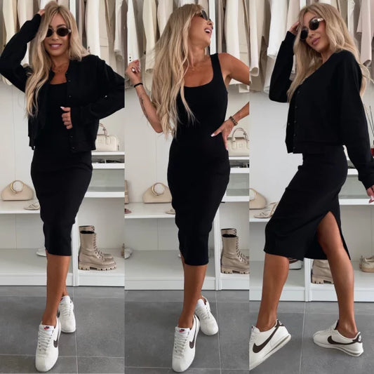 Karin  Şıklığıyla Öne Çıkan Konforlu Elbise ve  Ceket Takımı